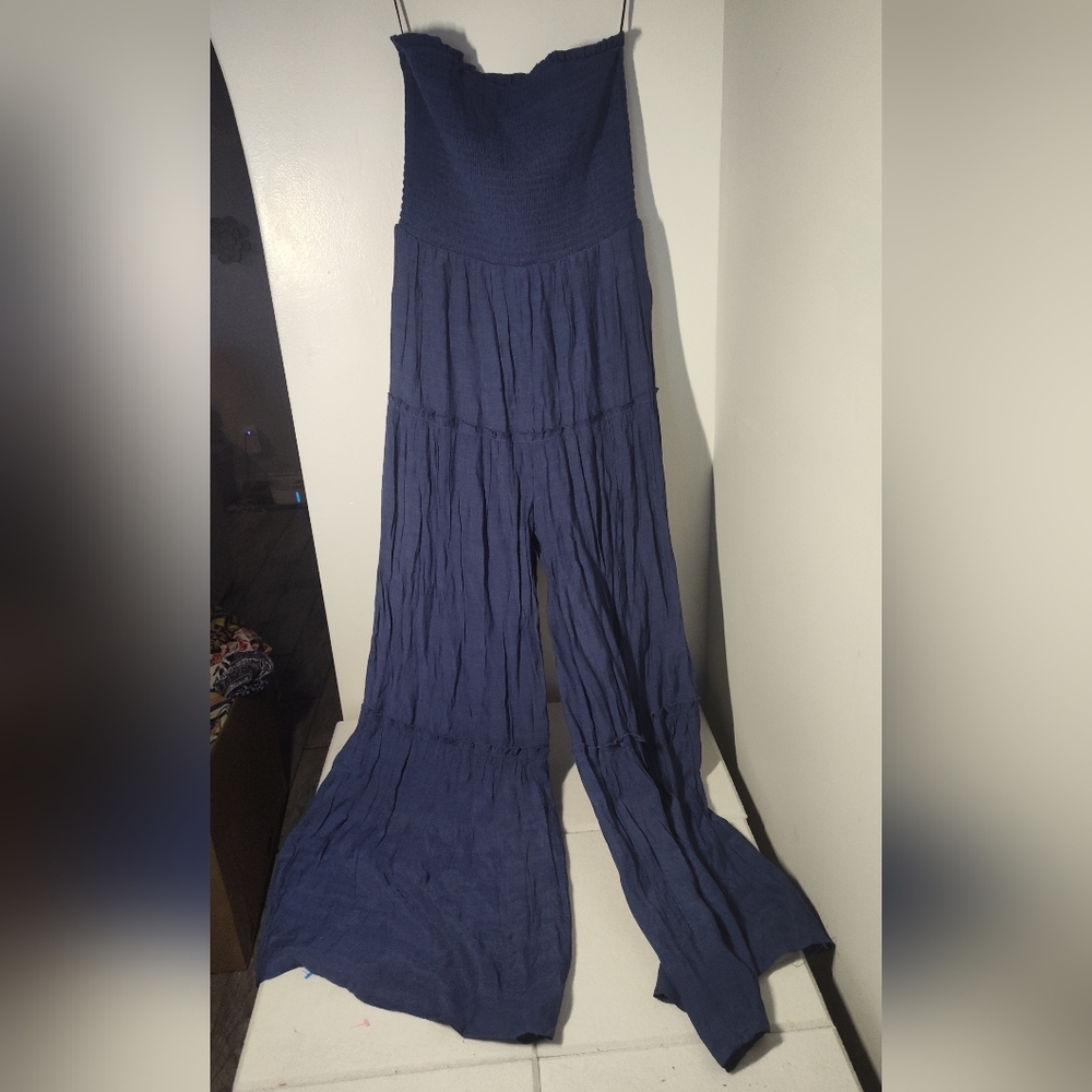 Love Tree Navy Wide Leg Jumpsuit